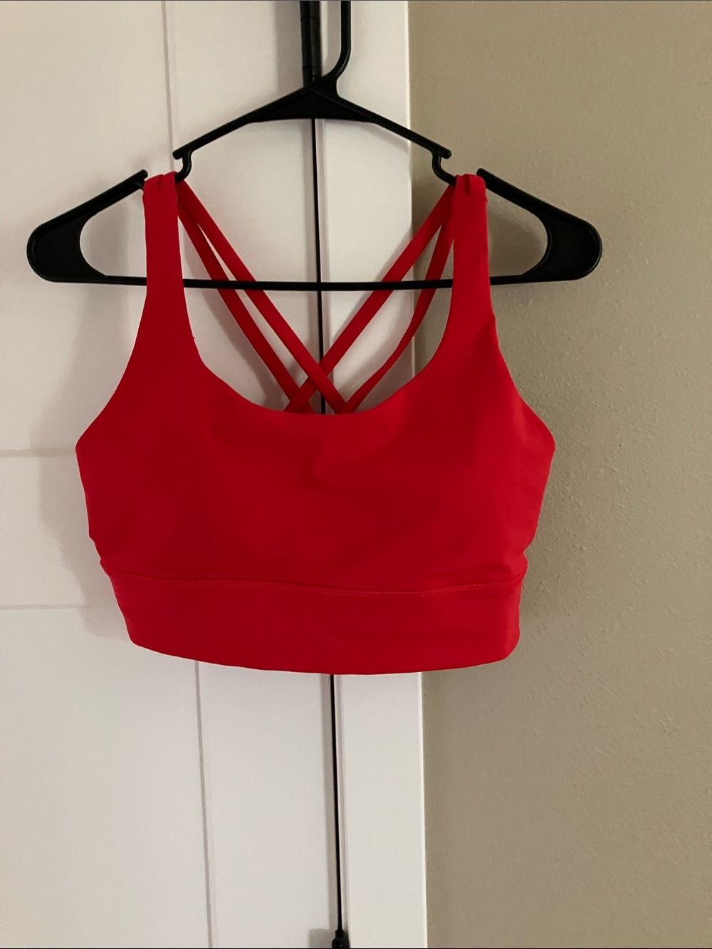 Women's Red Strappy Sports Bra